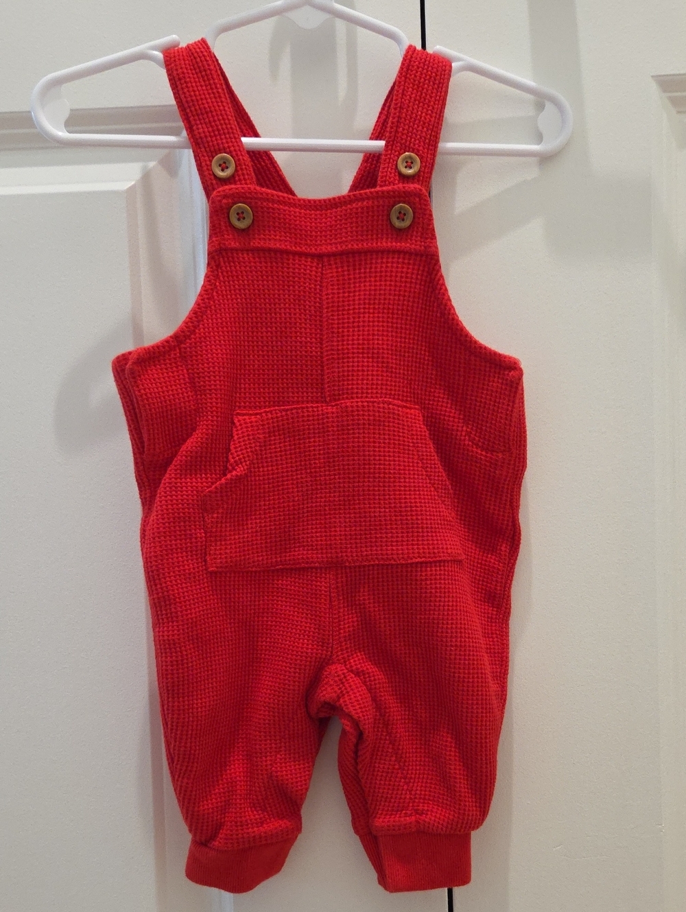Carter's Bright Red Waffle-Knit Baby Overalls